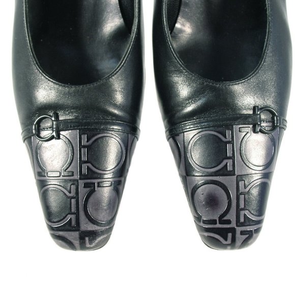 FERRAGAMO Stampato Gancini Horsebit Heel US 8.5 2A - Picture 7 of 8